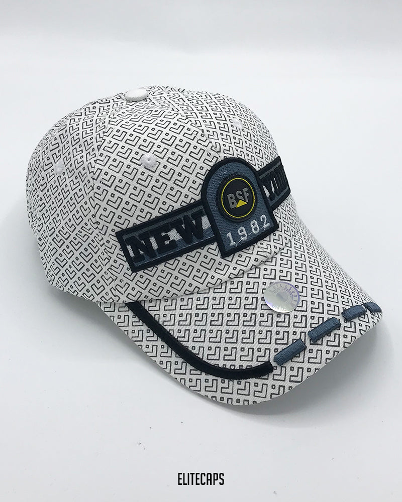 White New York Embroidered Pattern Cap - C0343