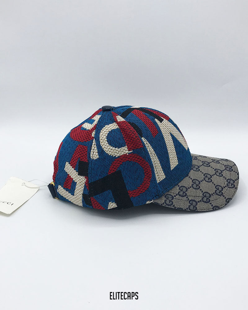 GIUCCI GG Blue & Red Canvas Baseball Cap - C0579