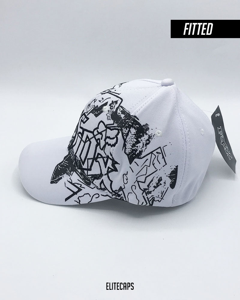 FOX Flex-fit White Signature Embroidered Fitted Cap - C0593