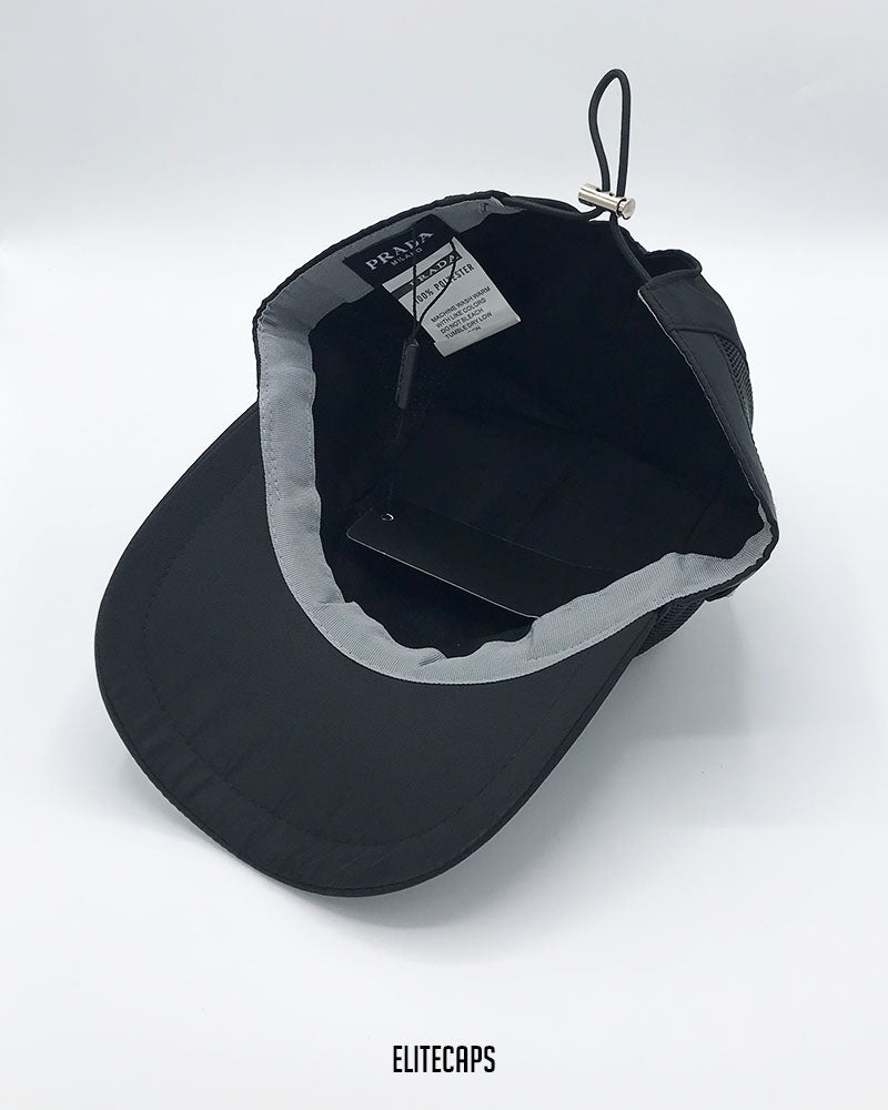 PRADA Black Mesh-Panel Baseball Cap - C0625
