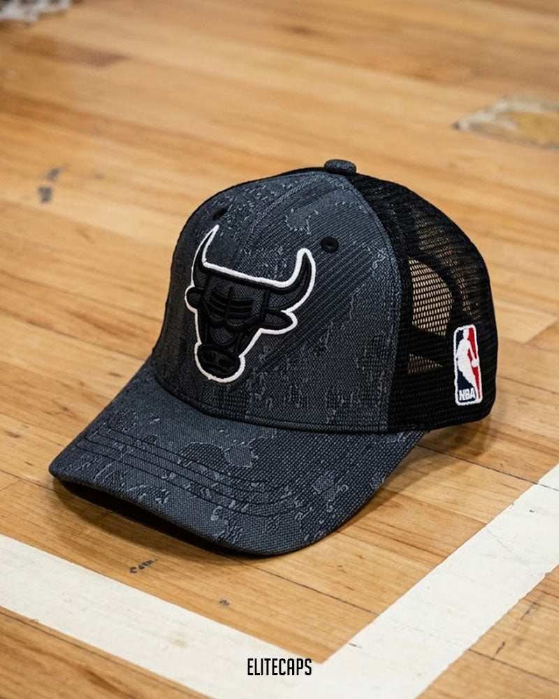 NBA Grey Bull Embroidered Trucker Cap - C0555