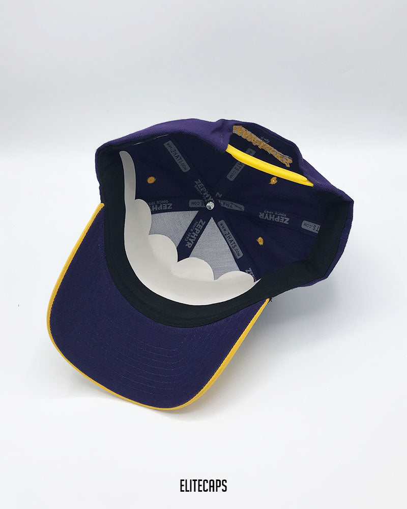Purple Mavericks Bull Contrast Embroidered Baseball Cap - C0485