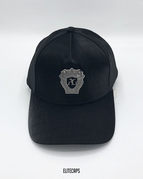 AG Classic Matte Black Croc-Leather Cap - C0434
