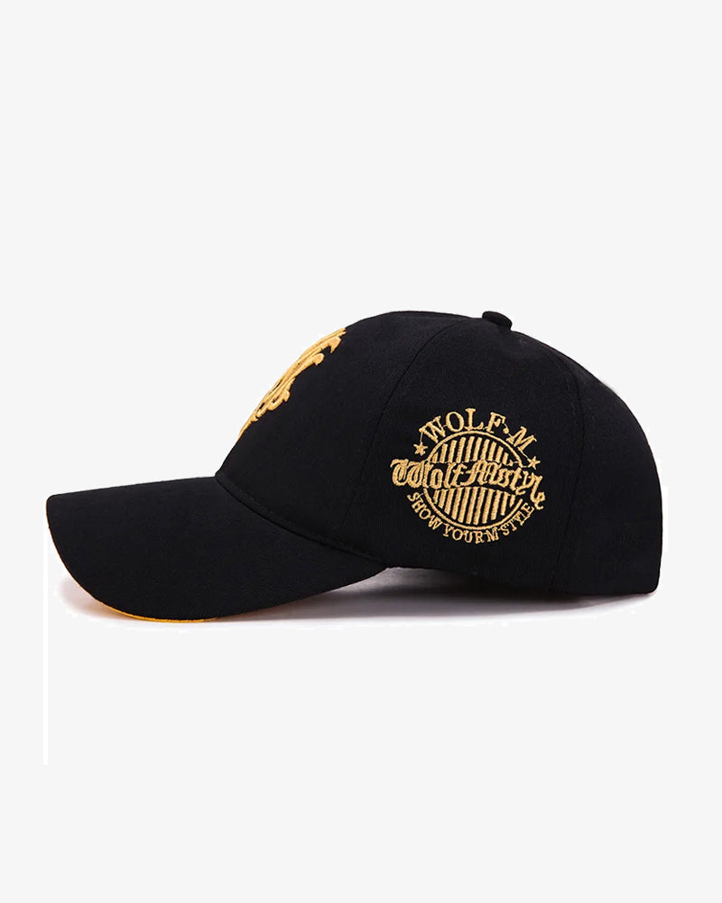 Totem Black & Golden Embroidered Cap - C0107