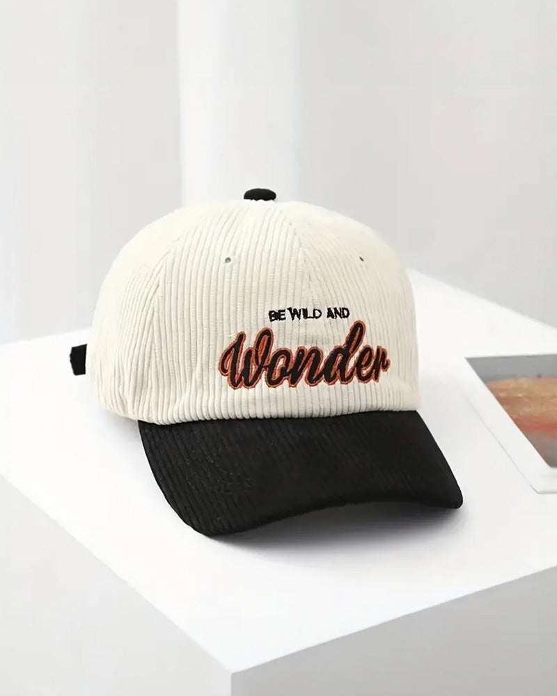 Black Wonder Embroidered Corduroy Cap - C0115