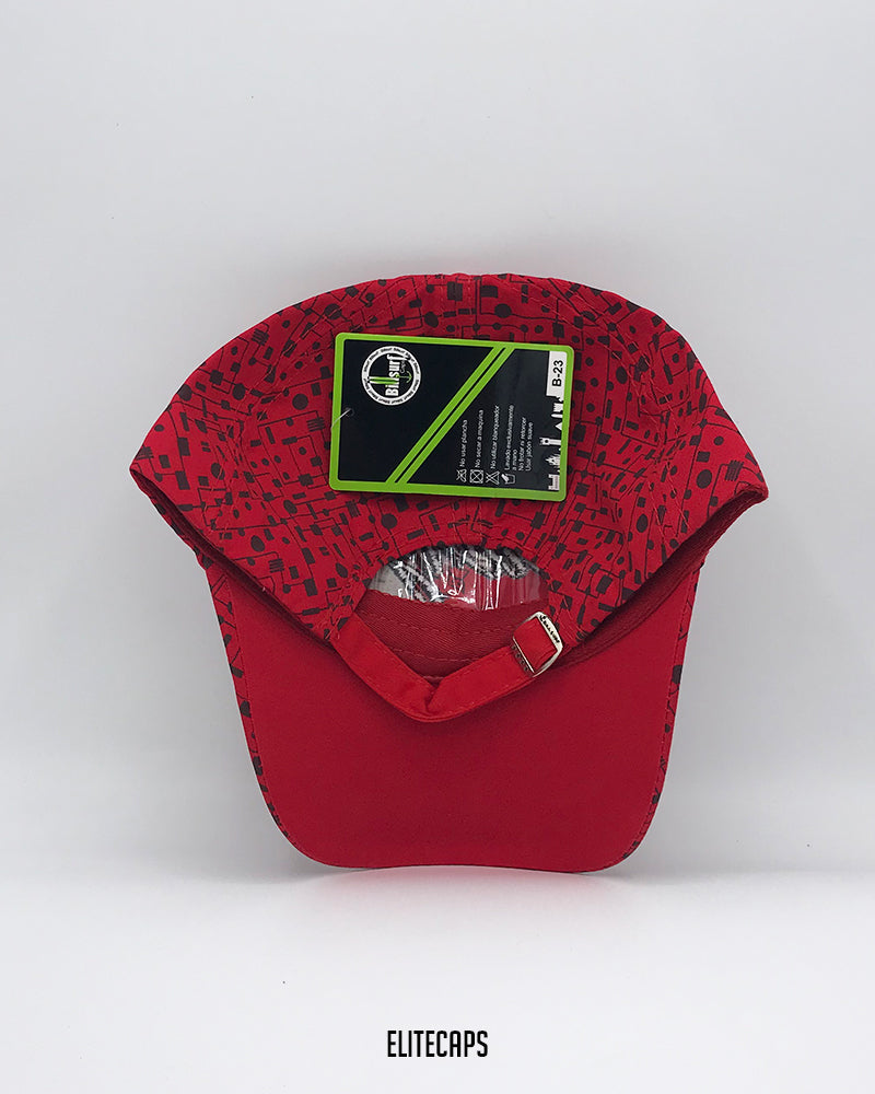 Red Pattern Strength Embroidered  Cap - C0341
