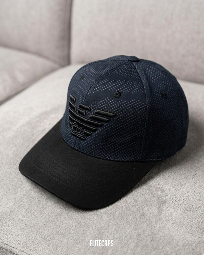 AR Black Navy Patterned Baseball Cap - C0425