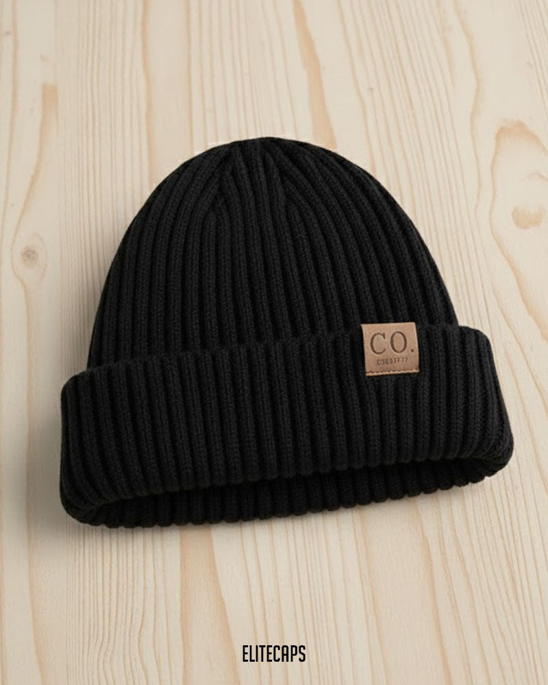 Black Fleece-Lined Knit Beanie  - B0120