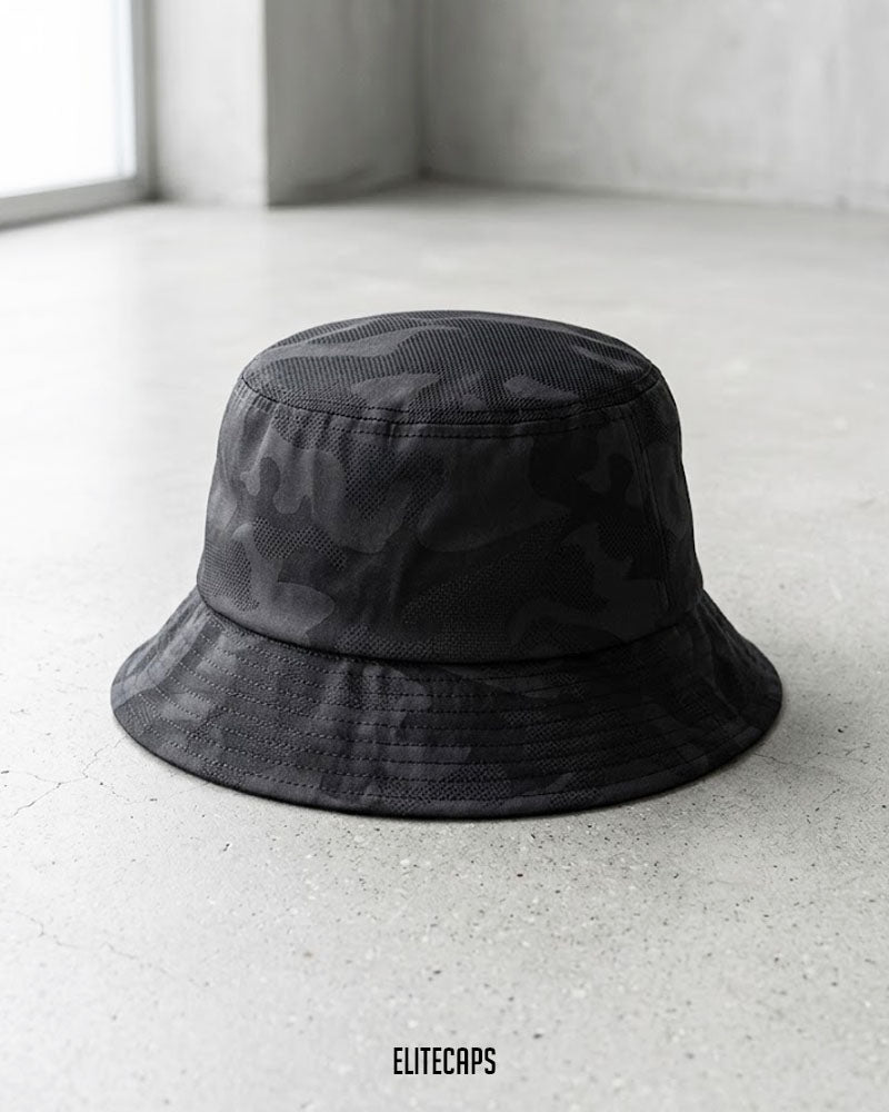 Black Camo Convertible Bucket Hat - C0132
