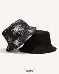 Black & White Palm Convertible Bucket Hat - H0113B