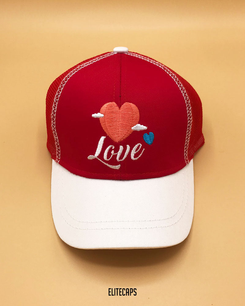 Junior Classic Red & White Love Net Cap - KC1010