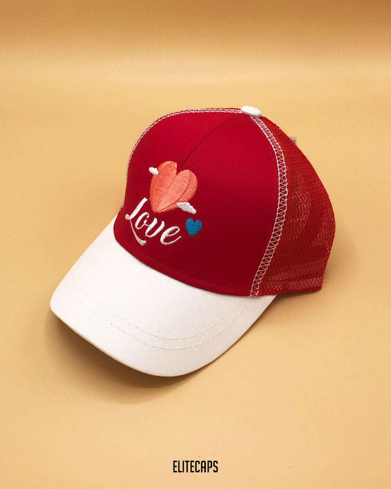 Junior Classic Red & White Love Net Cap - KC1010
