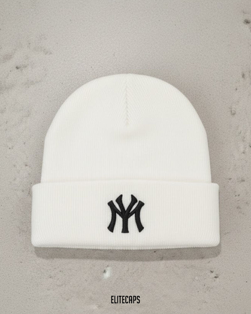 NY Embroidered Grey Soft Knit Beanie - B0115
