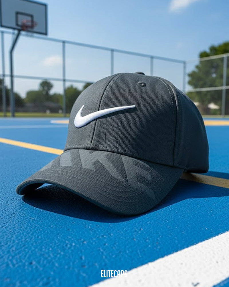 NKE Grey Embossed Swoosh Cap - C0374