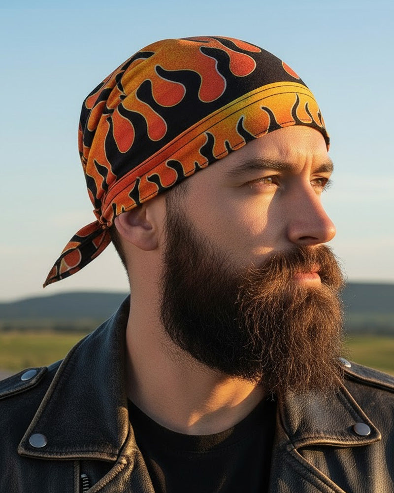 Orange Flame Fire Biker Bandana - B018