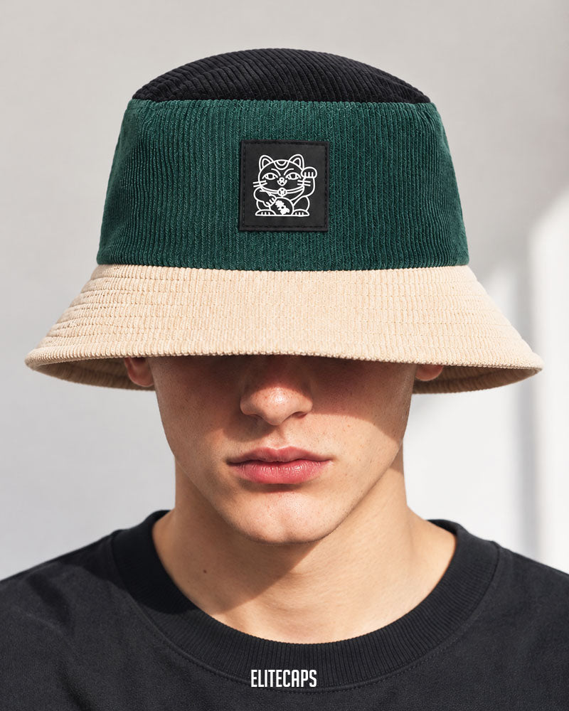 Corduroy Tri-Color Unisex Bucket Hat - H0115