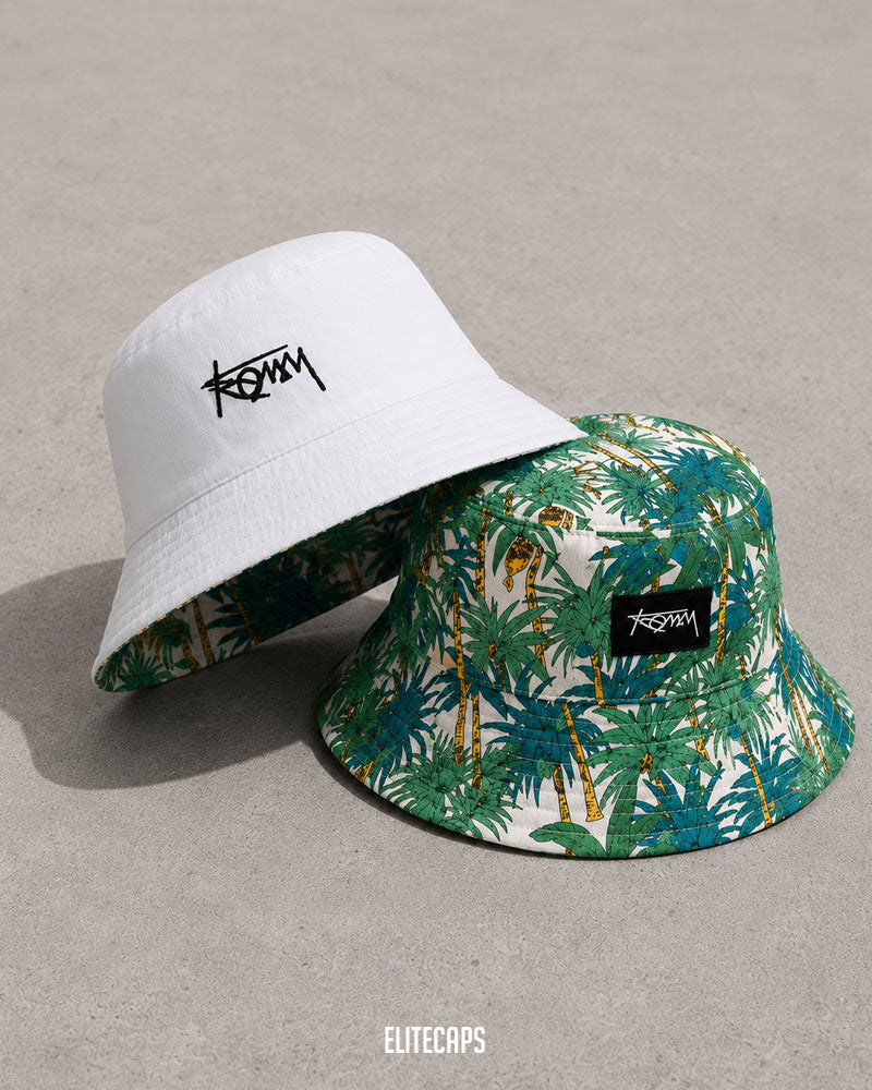Hawaiian White Convertible Bucket Hat - H0114