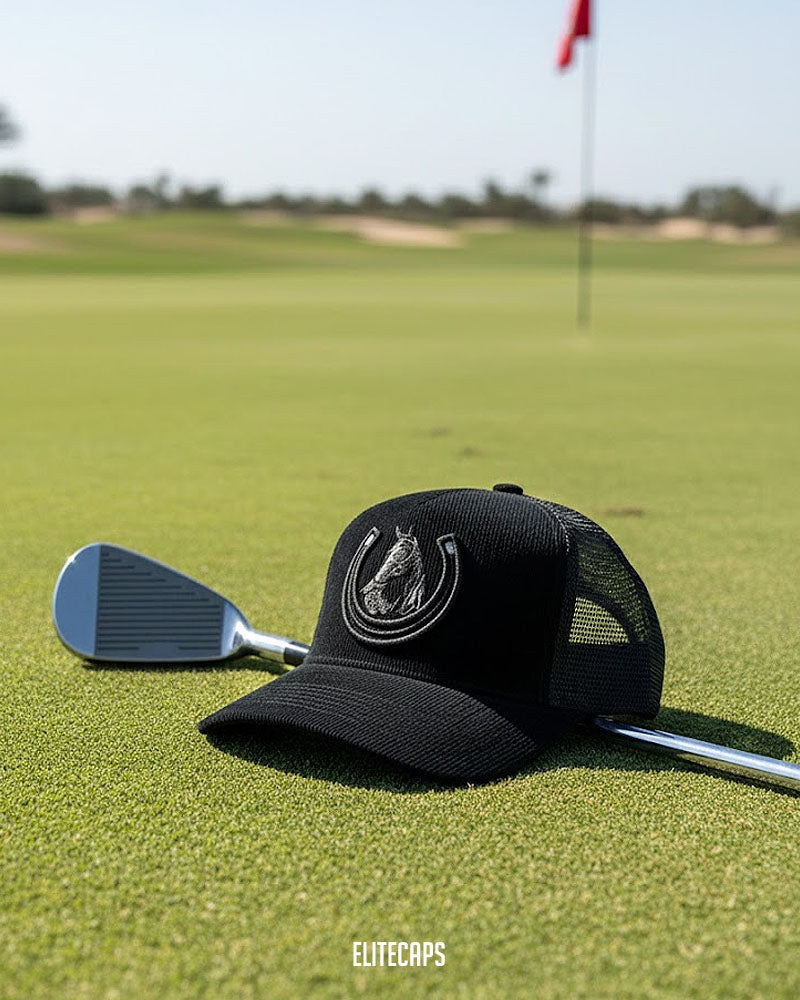 Horse Embroidered Corduroy Trucker Cap - C0355