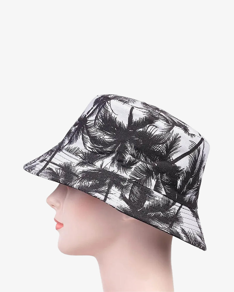 Black & White Floral Convertible Bucket Hat - C0112