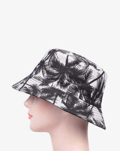 Black & White Floral Convertible Bucket Hat - C0112