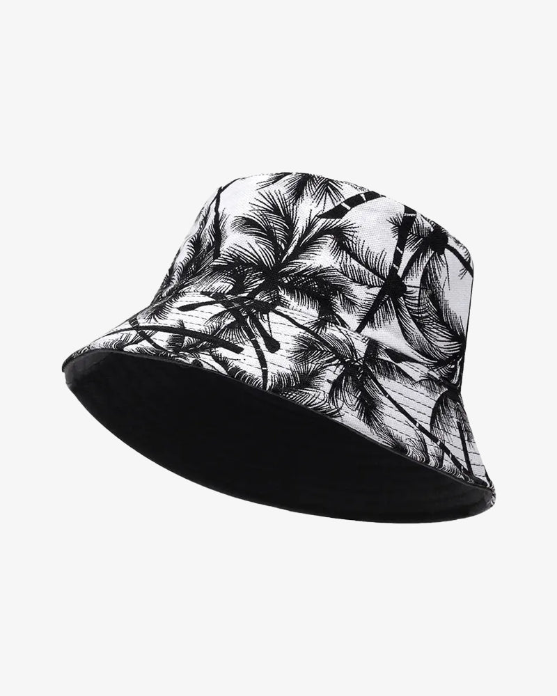 Black & White Floral Convertible Bucket Hat - C0112