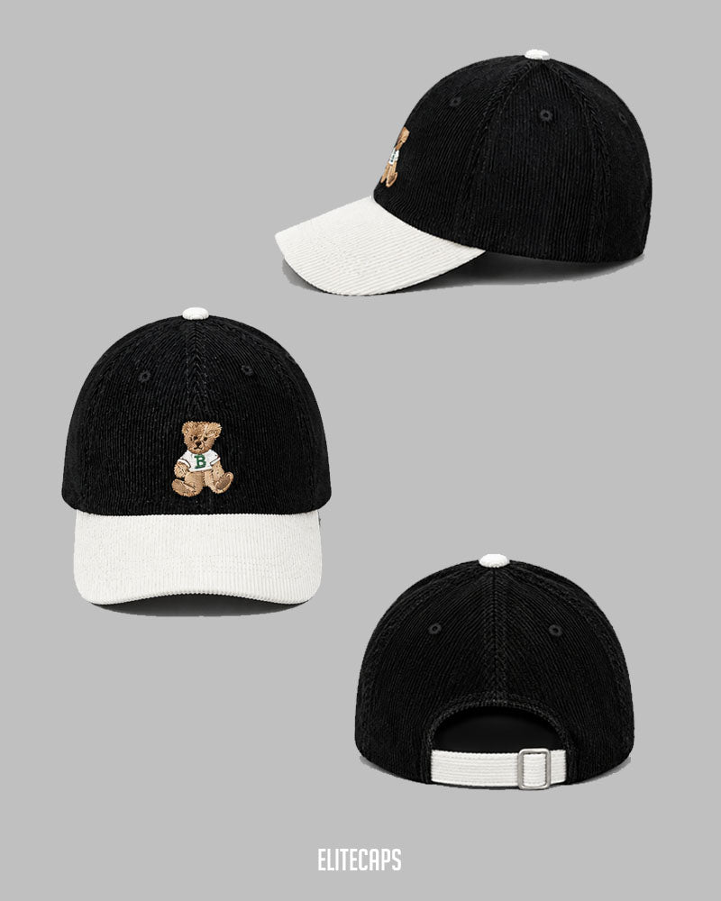 Teddy Tone-Tone Embroidered Corduroy Cap - C0203