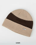 Brown Contrast Knit Beanie - B0123