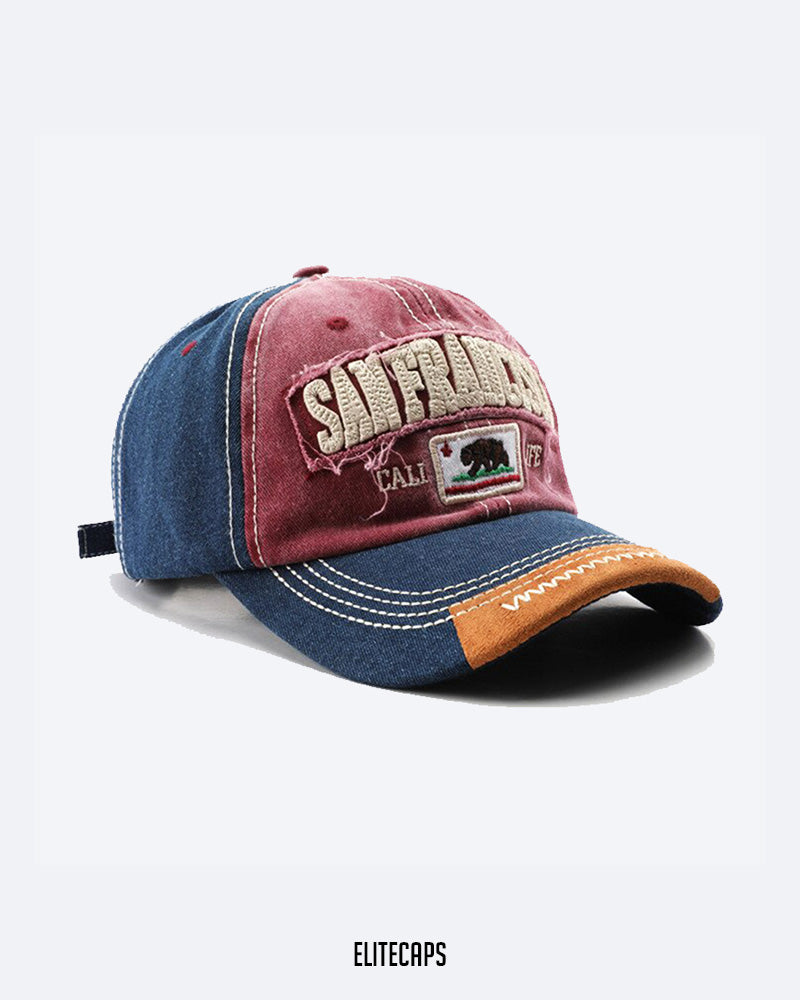 San Francisco Contrast Embroidered Denim Baseball Cap - C0238
