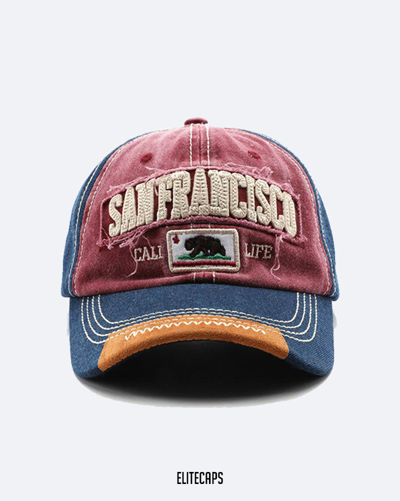 San Francisco Contrast Embroidered Denim Baseball Cap - C0238
