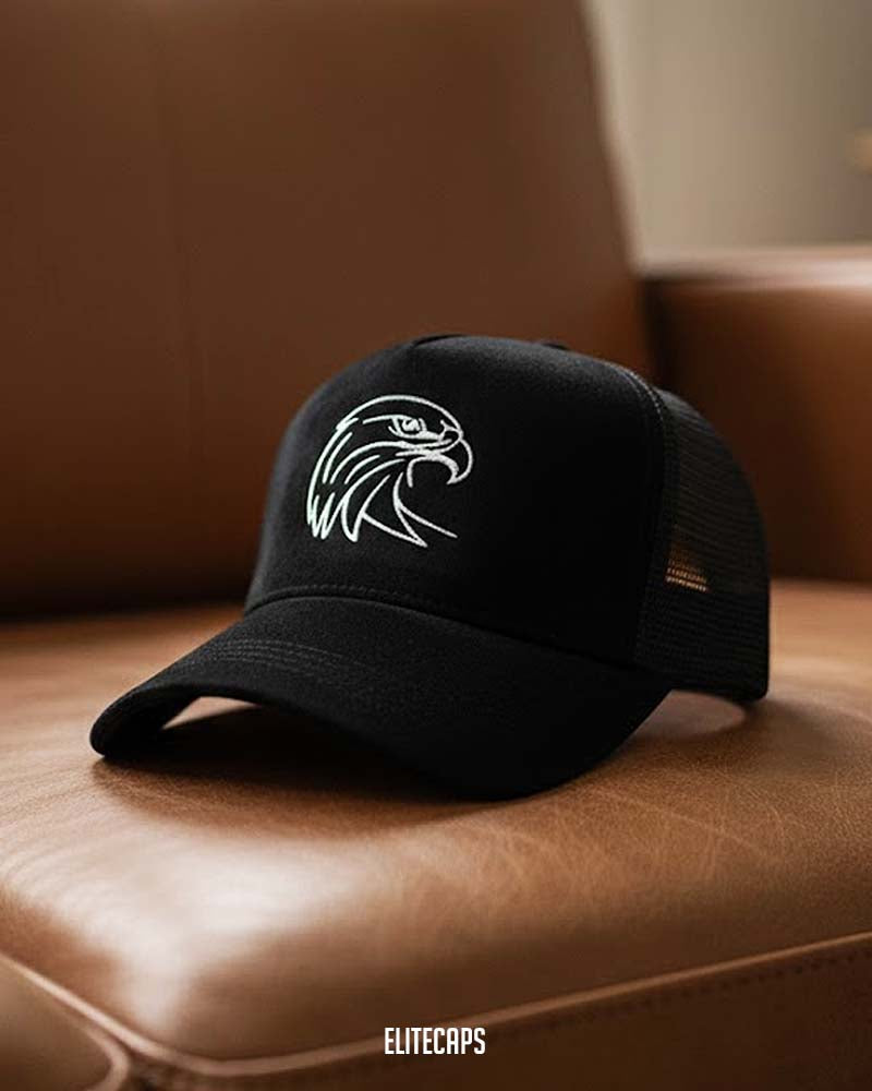 Black Velvet Eagle Embroidered Trucker Cap - C0411