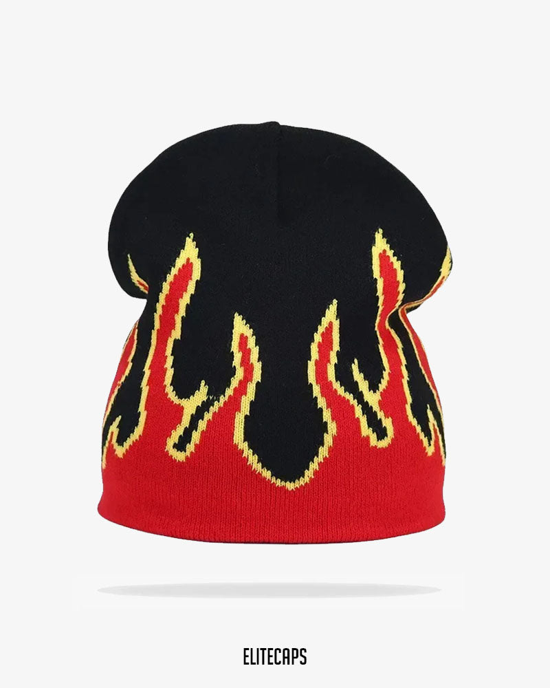 Black Vintage Flame Beanie - B0101