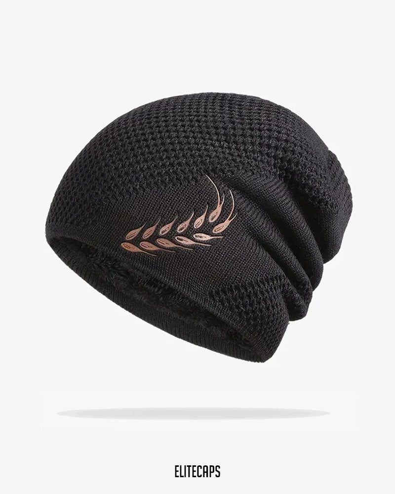 Premium Black Warm Fur Knit Beanie - B0121