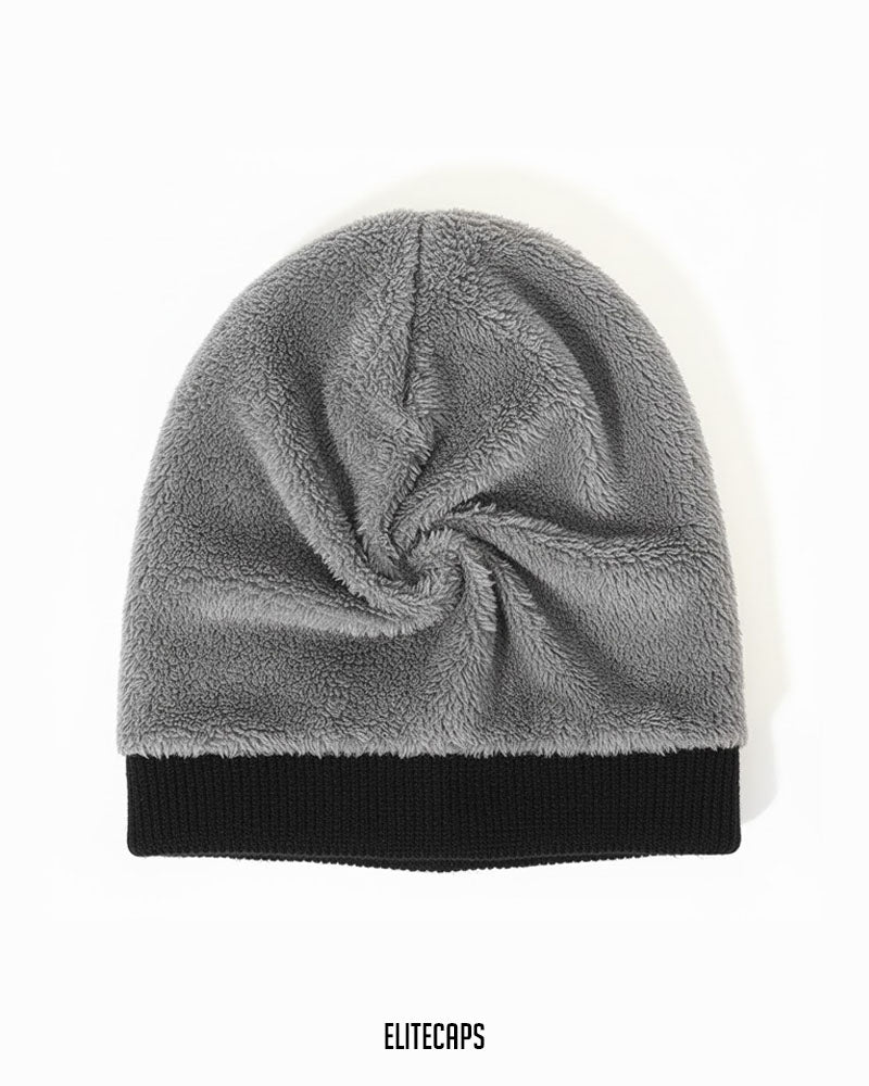 Premium Black Warm Fur Knit Beanie - B0121