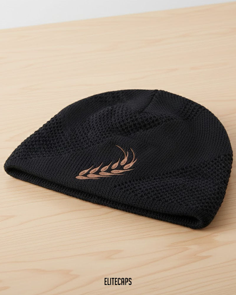 Premium Black Warm Fur Knit Beanie - B0121