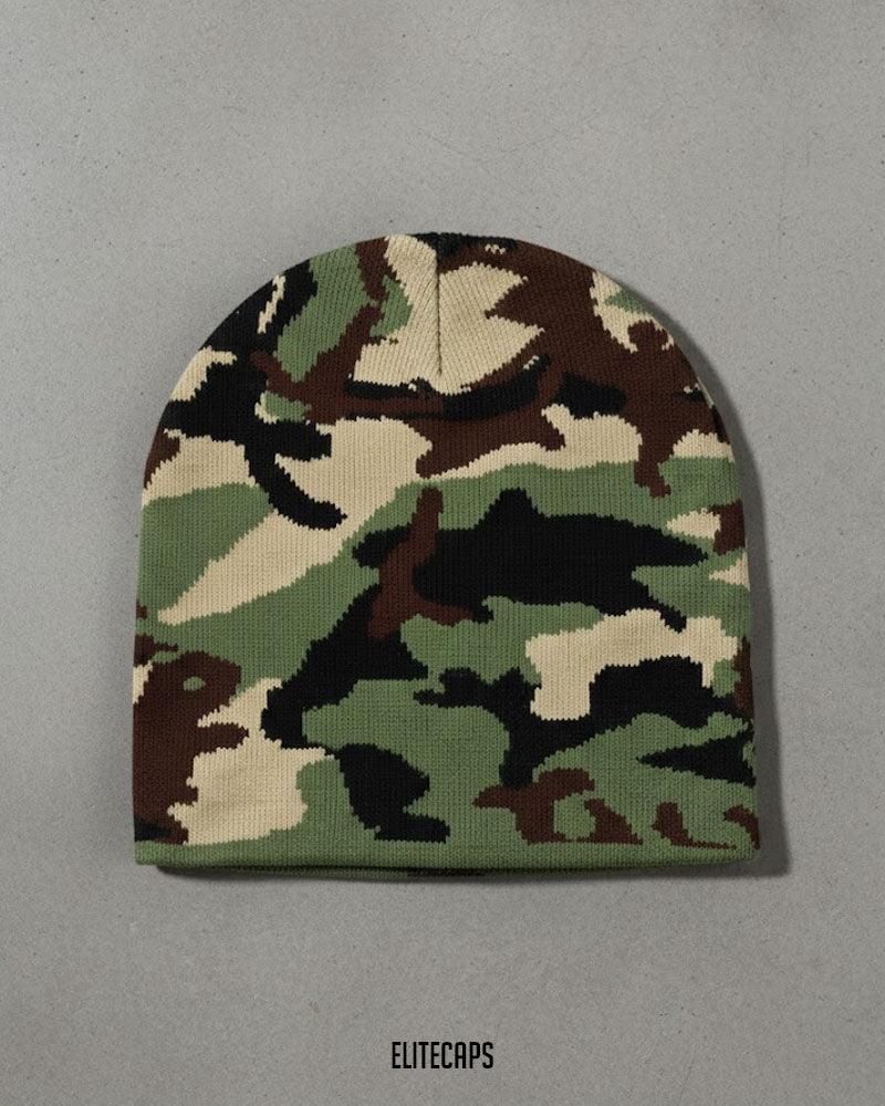 Green Camouflage Knit Beanie - B0124