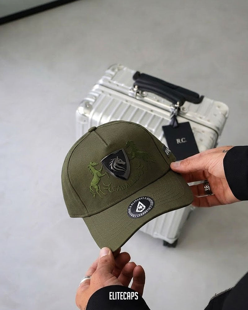 Luxury Green Horse Embroidered BKT Cap - C0475