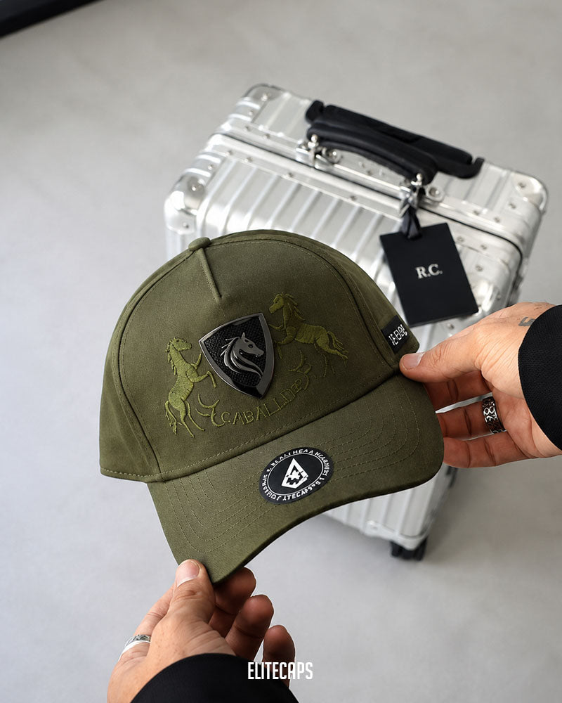 Luxury Green Horse Embroidered BKT Cap - C0475