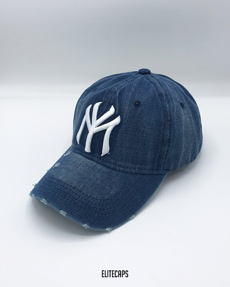 Premium NY Embroidered Dark Blue Denim Cap - C0135