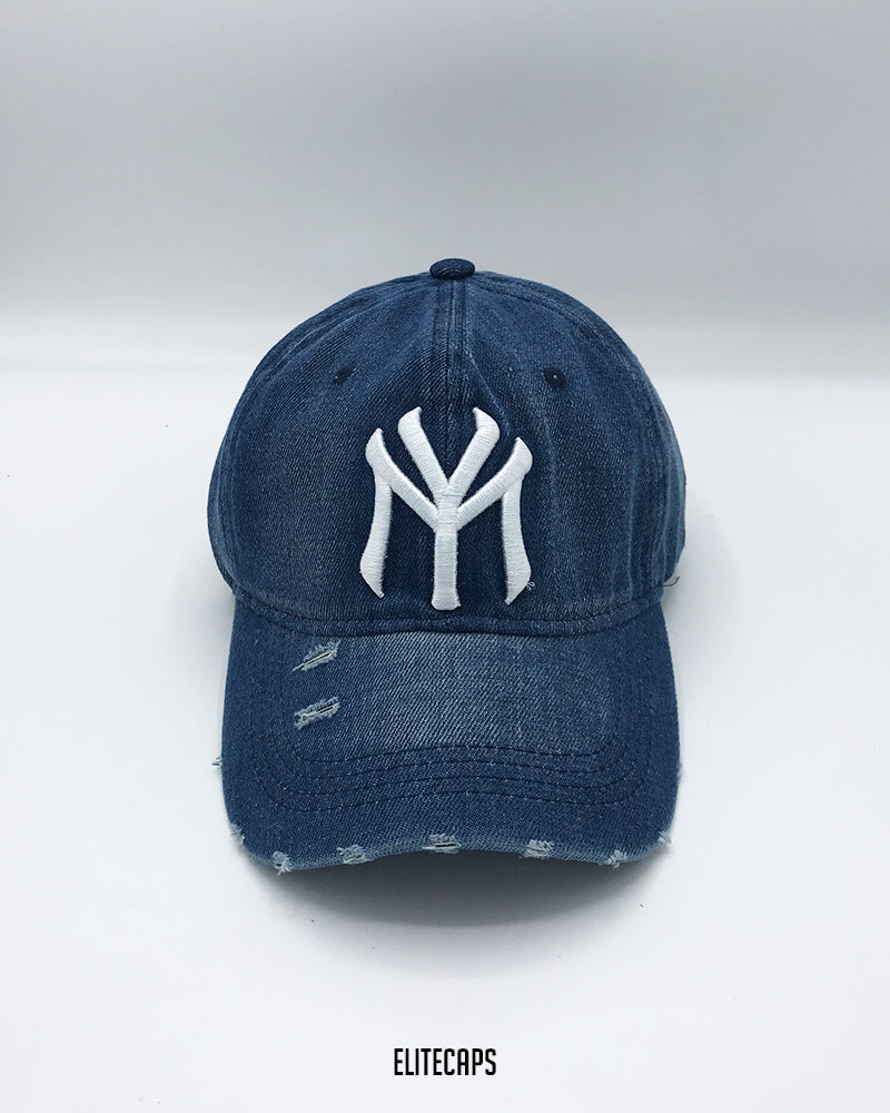 Premium NY Embroidered Dark Blue Denim Cap - C0135