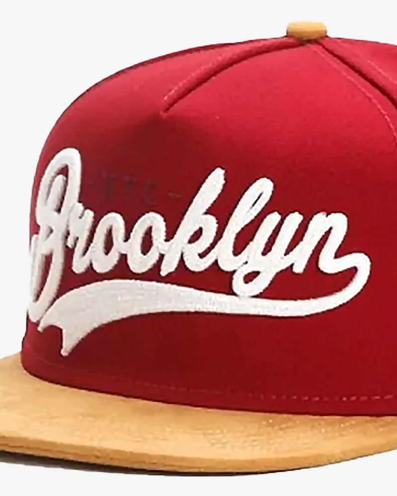 Red Brooklyn Embroidered Hip-Hop Snapback Cap - C0111