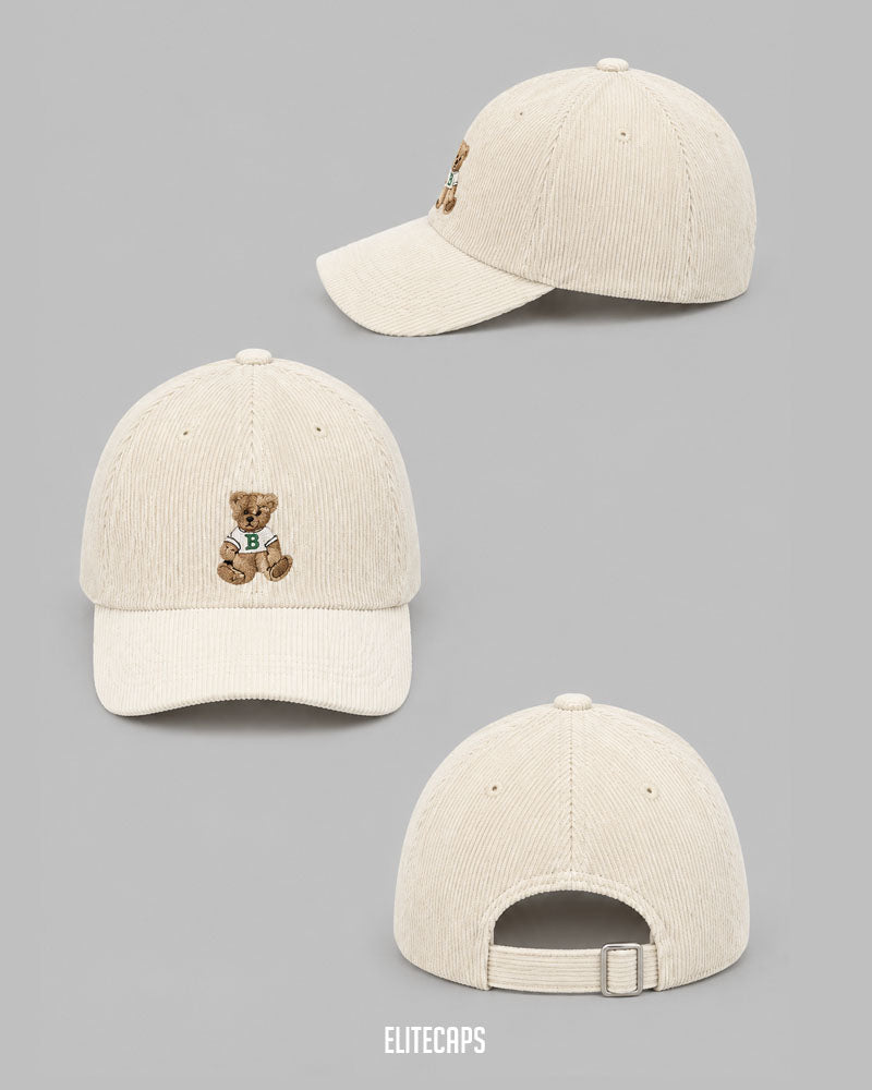 Teddy Tone-Tone Embroidered Corduroy Cap - C0203