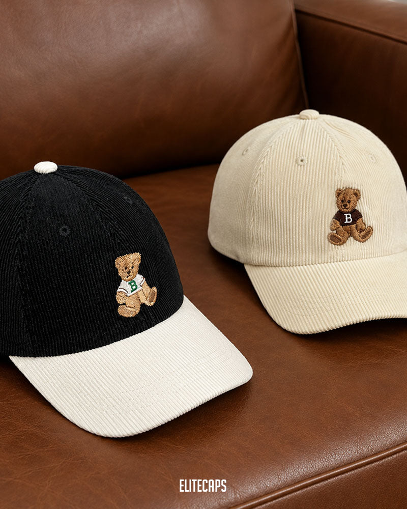 Teddy Tone-Tone Embroidered Corduroy Cap - C0203